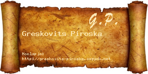 Greskovits Piroska névjegykártya